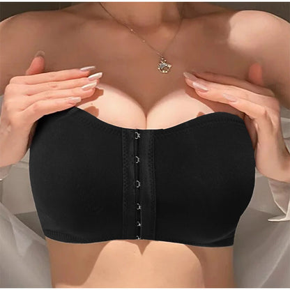 Black Strapless Ice Silk Bra – Removable Padded & Seamless Comfort