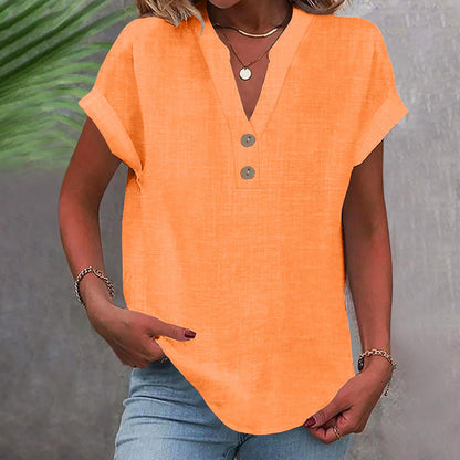 Casual V-Neck Short Sleeve Top