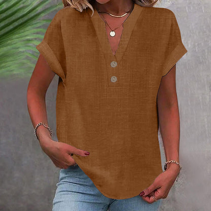 Casual V-Neck Short Sleeve Top