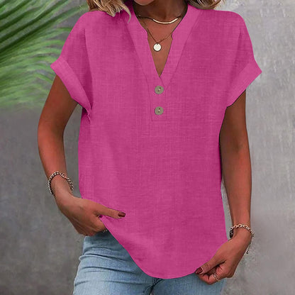 Casual V-Neck Short Sleeve Top