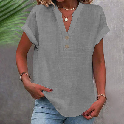 Casual V-Neck Short Sleeve Top