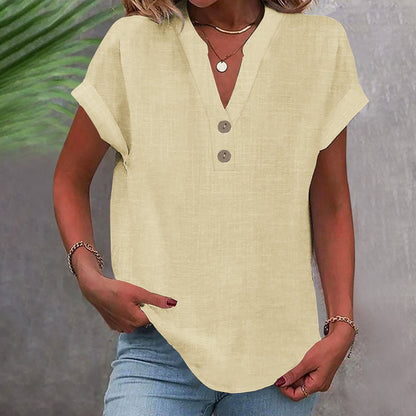 Casual V-Neck Short Sleeve Top