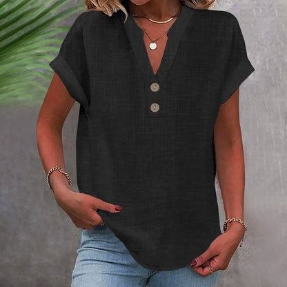 Casual V-Neck Short Sleeve Top