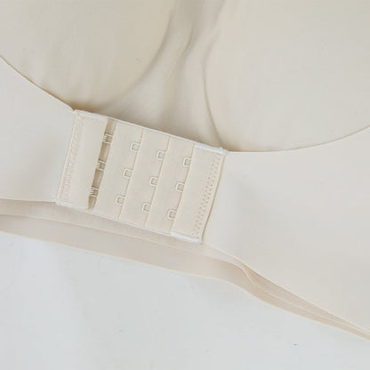 Seamless Strapless Front-Closure Bra – Padded, Cross-Band Support for All-Day Comfort