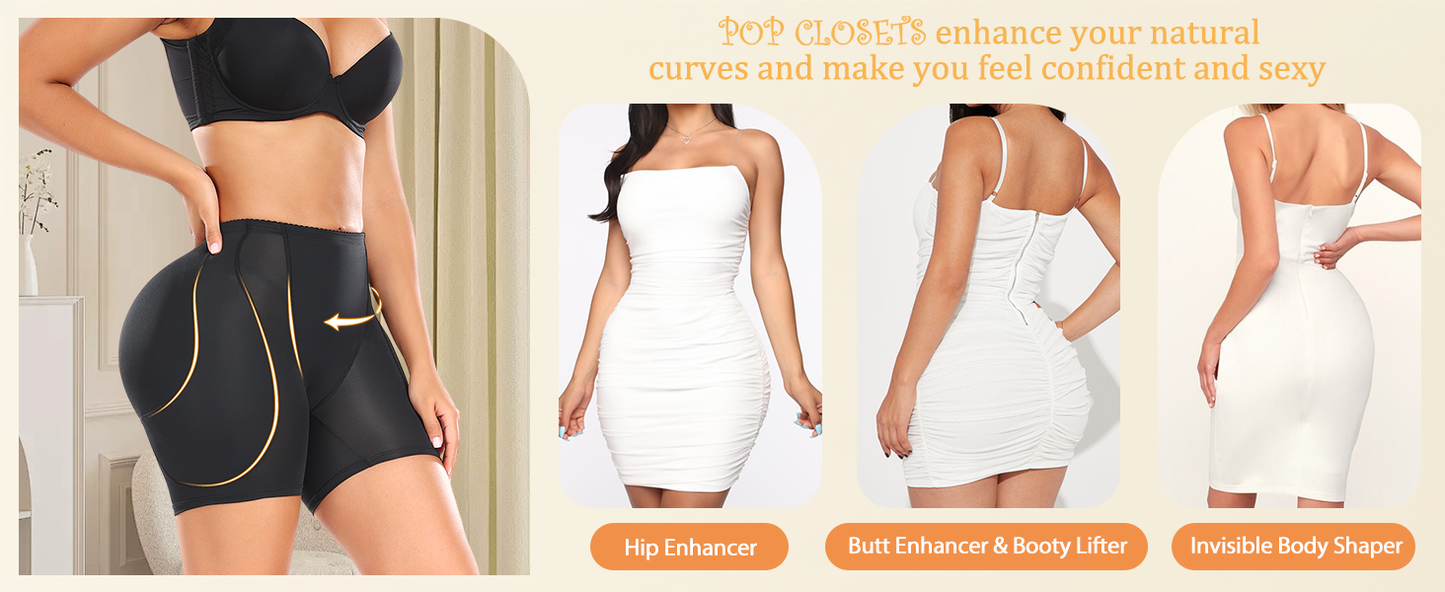 Women’s Padded Booty Lifter Shapewear – Removable 4-Pad Butt Enhancer & Tummy Control