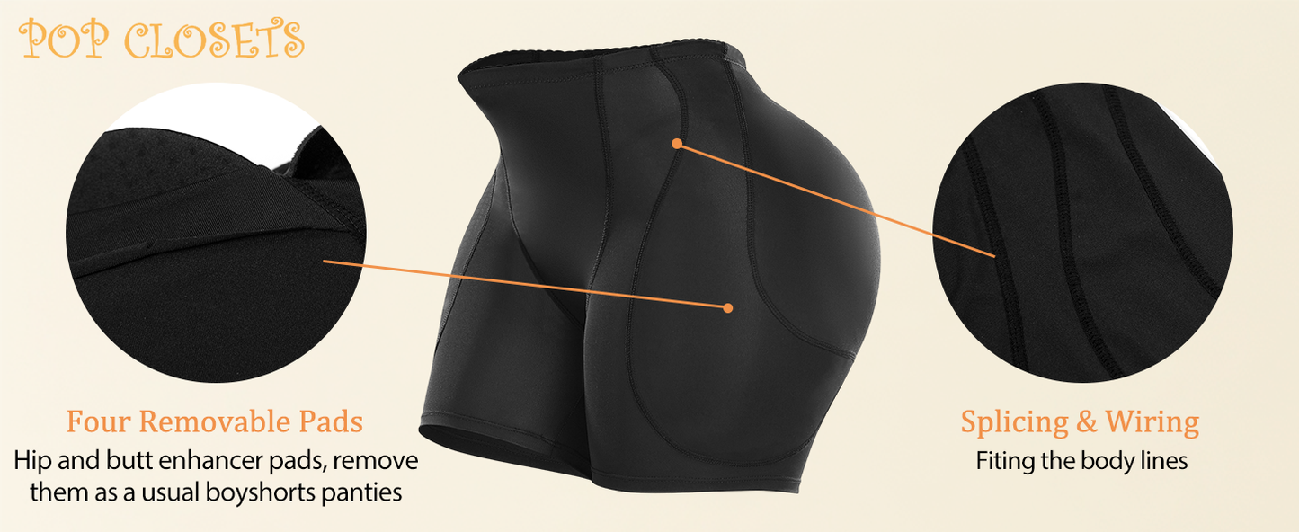 Women’s Padded Booty Lifter Shapewear – Removable 4-Pad Butt Enhancer & Tummy Control